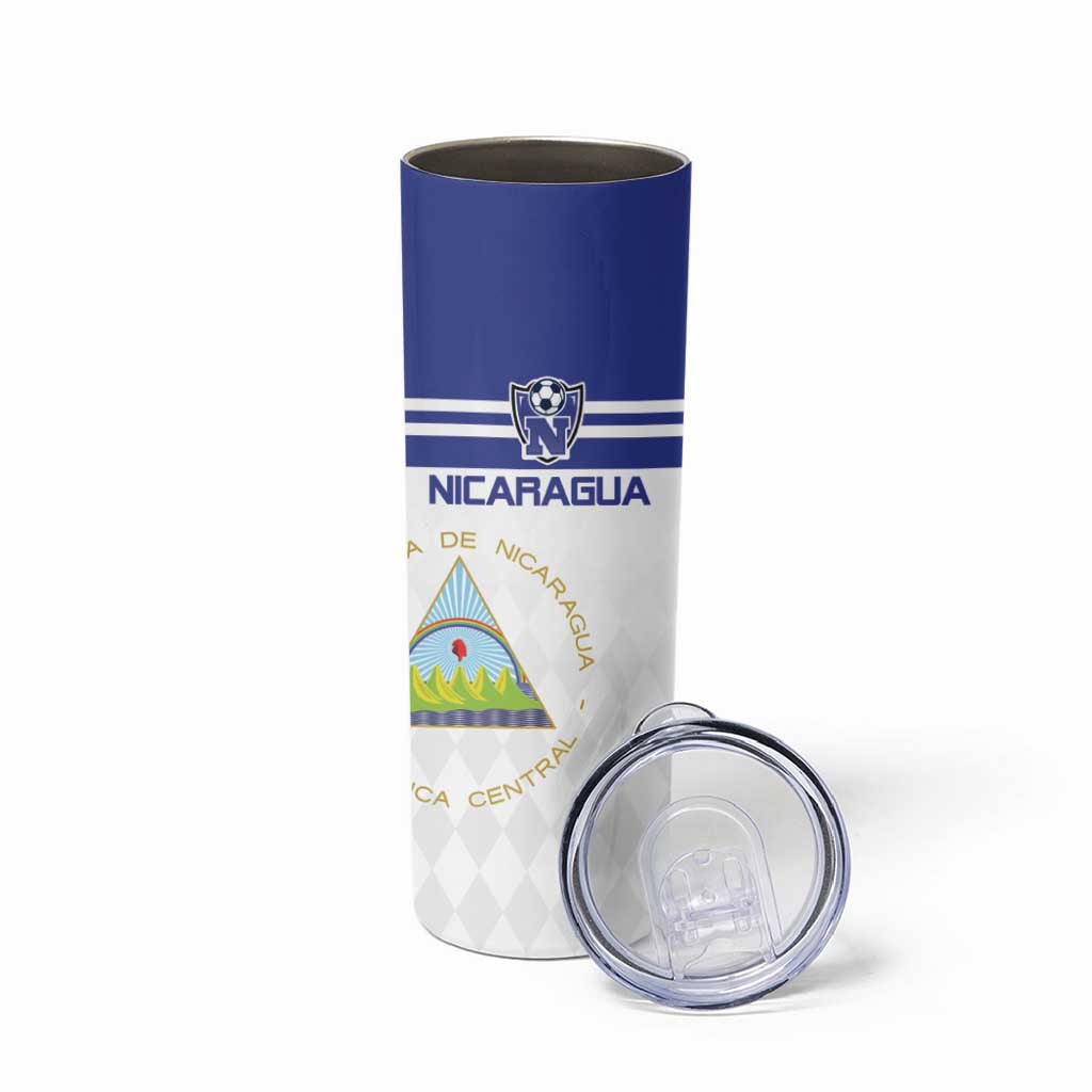Custom Nicaragua Football Skinny Tumbler La Azul y Blanco - Wonder Print Shop