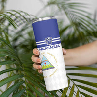 Custom Nicaragua Football Skinny Tumbler La Azul y Blanco - Wonder Print Shop