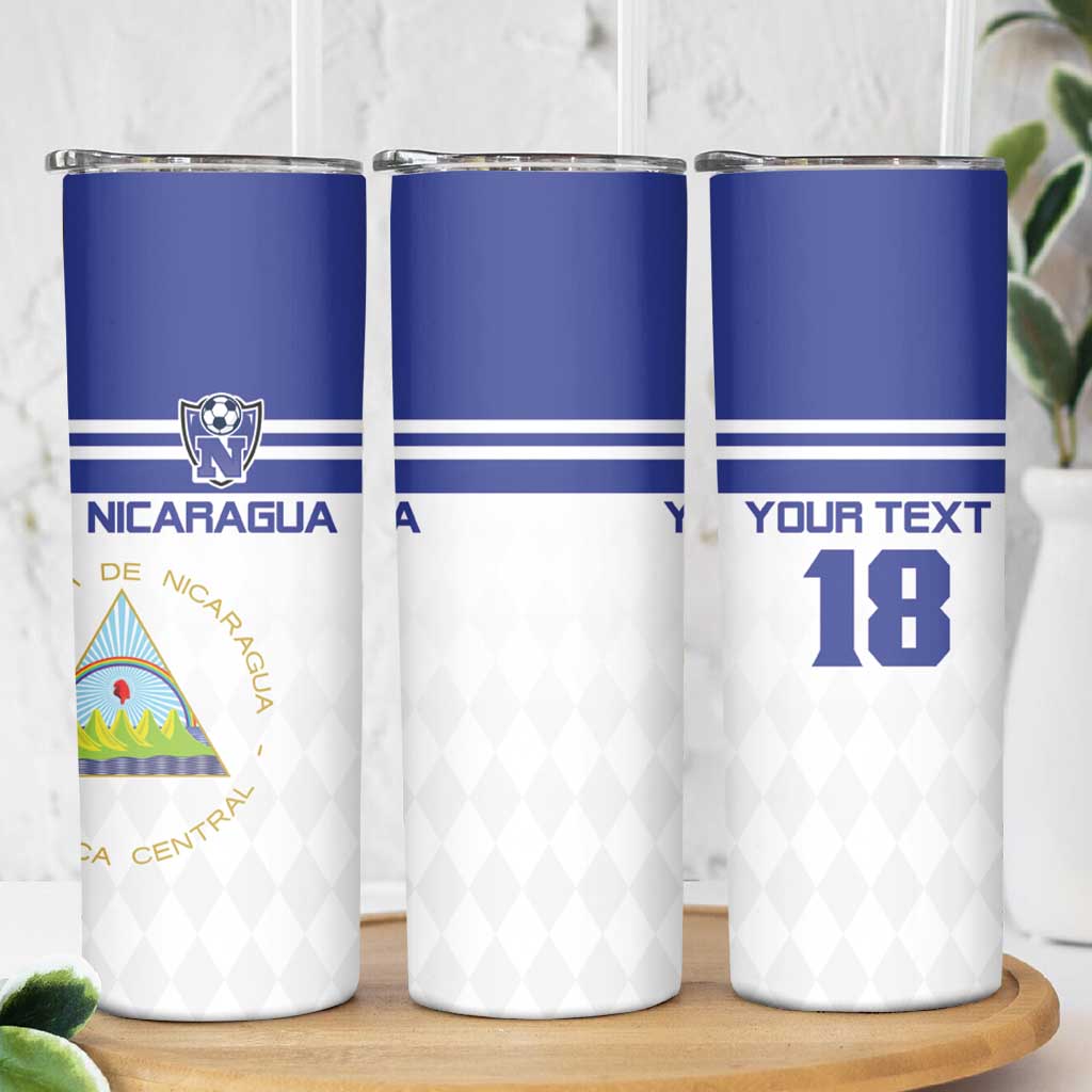 Custom Nicaragua Football Skinny Tumbler La Azul y Blanco - Wonder Print Shop
