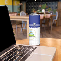 Custom Nicaragua Football Skinny Tumbler La Azul y Blanco - Wonder Print Shop