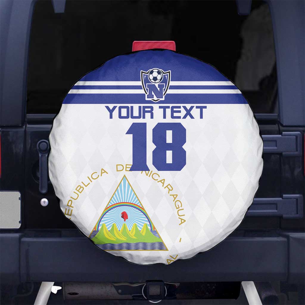 Custom Nicaragua Football Spare Tire Cover La Azul y Blanco - Wonder Print Shop