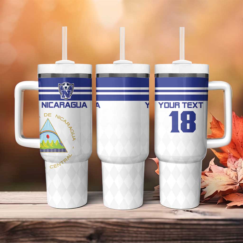 Custom Nicaragua Football Tumbler With Handle La Azul y Blanco - Wonder Print Shop