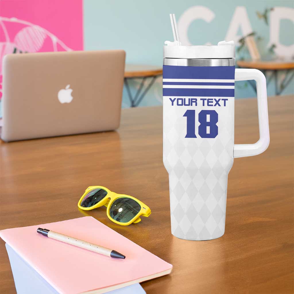 Custom Nicaragua Football Tumbler With Handle La Azul y Blanco - Wonder Print Shop