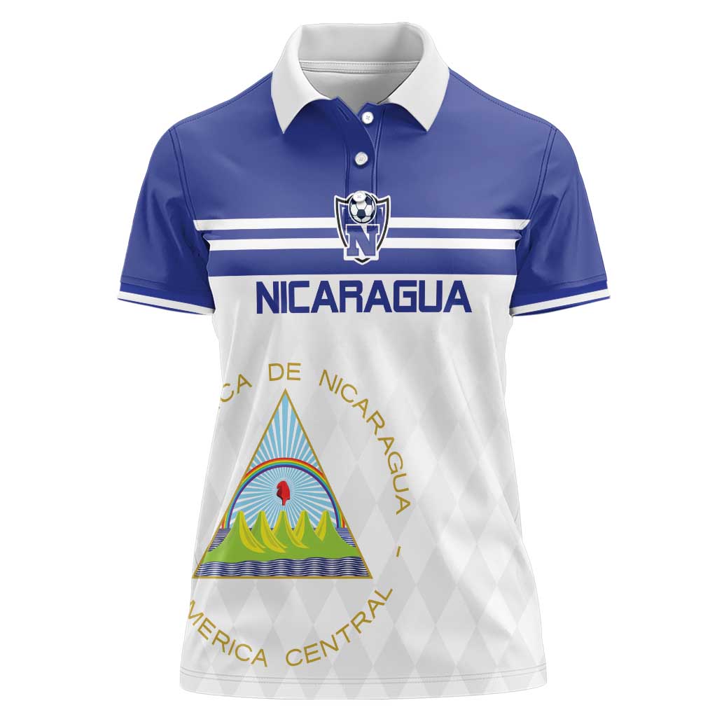 Custom Nicaragua Football Women Polo Shirt La Azul y Blanco - Wonder Print Shop