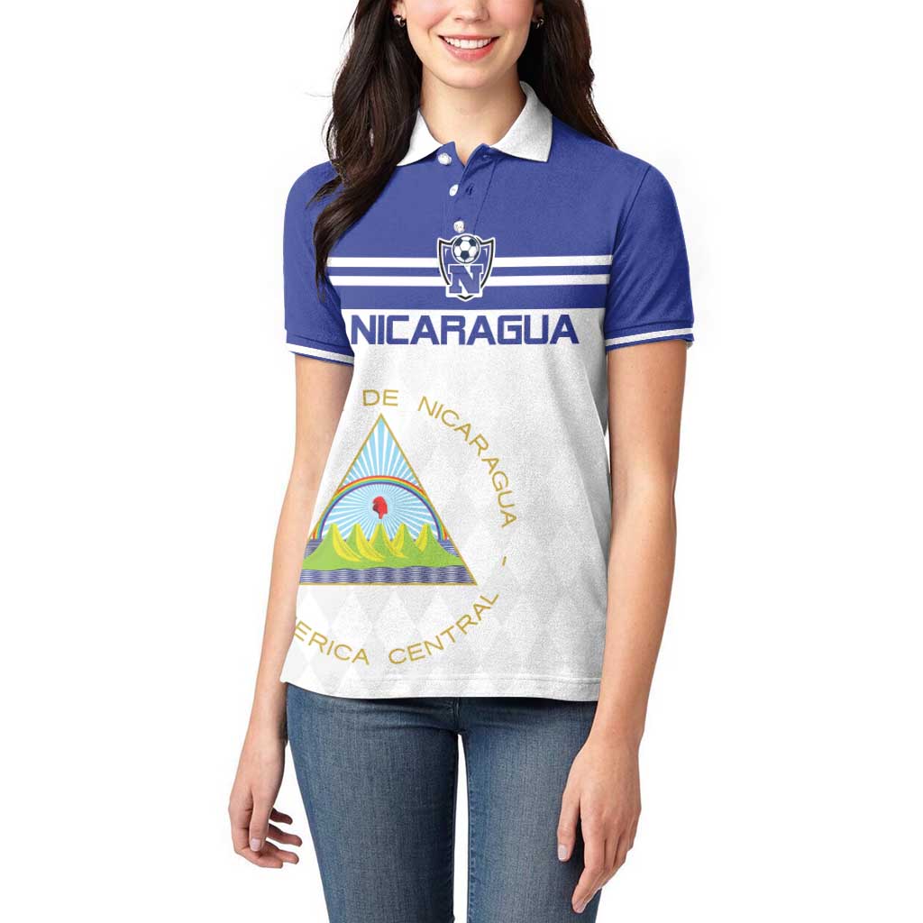 Custom Nicaragua Football Women Polo Shirt La Azul y Blanco - Wonder Print Shop