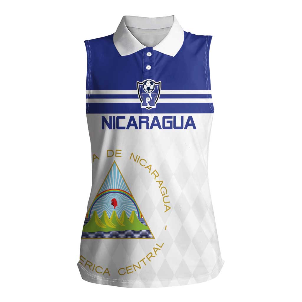 Custom Nicaragua Football Women Sleeveless Polo Shirt La Azul y Blanco - Wonder Print Shop