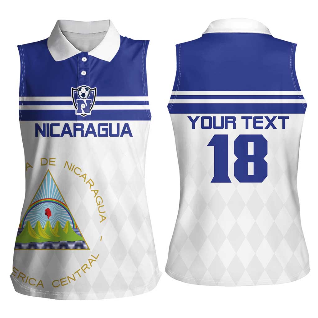 Custom Nicaragua Football Women Sleeveless Polo Shirt La Azul y Blanco - Wonder Print Shop