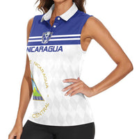 Custom Nicaragua Football Women Sleeveless Polo Shirt La Azul y Blanco - Wonder Print Shop