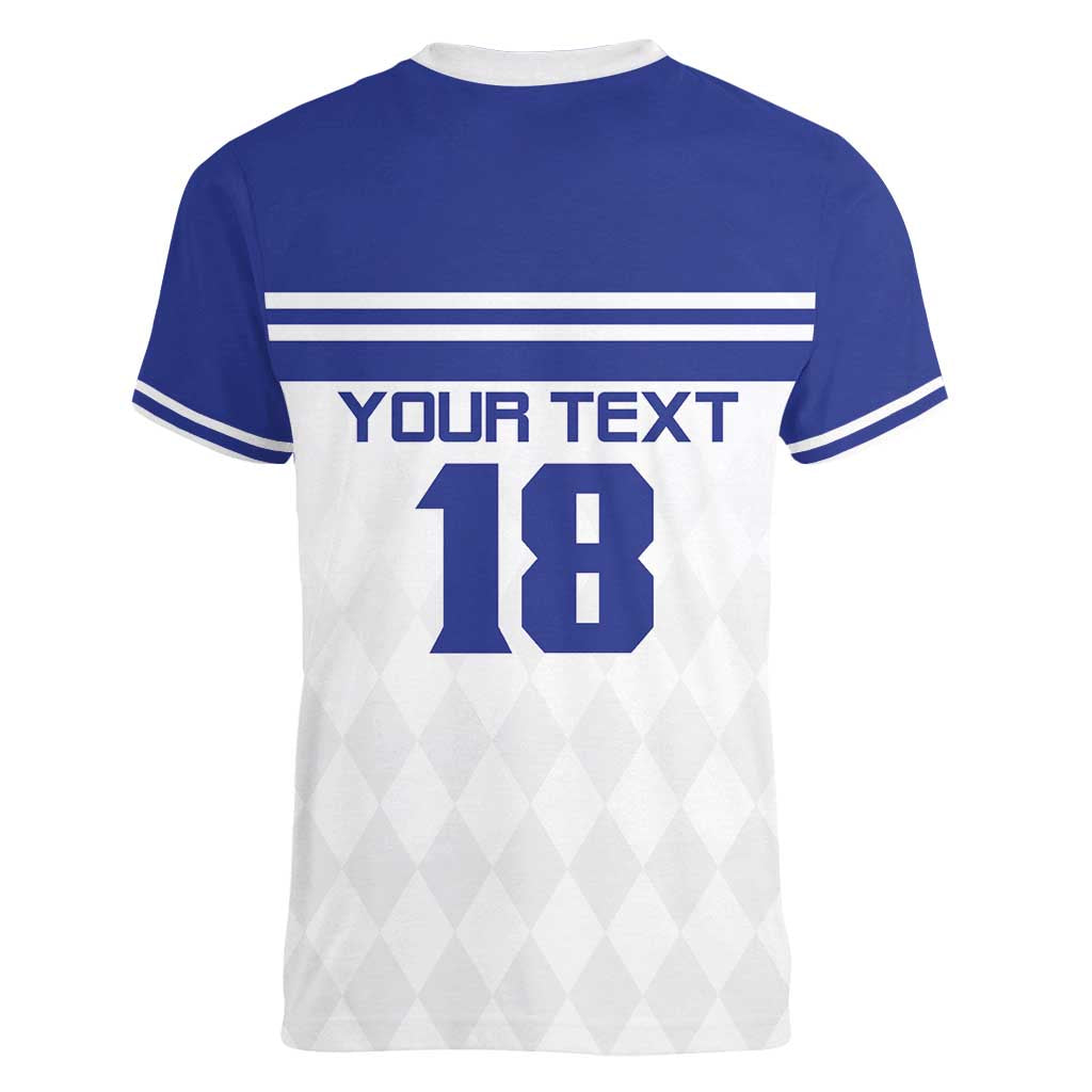 Custom Nicaragua Football Women V-Neck T-Shirt La Azul y Blanco - Wonder Print Shop