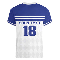 Custom Nicaragua Football Women V-Neck T-Shirt La Azul y Blanco - Wonder Print Shop