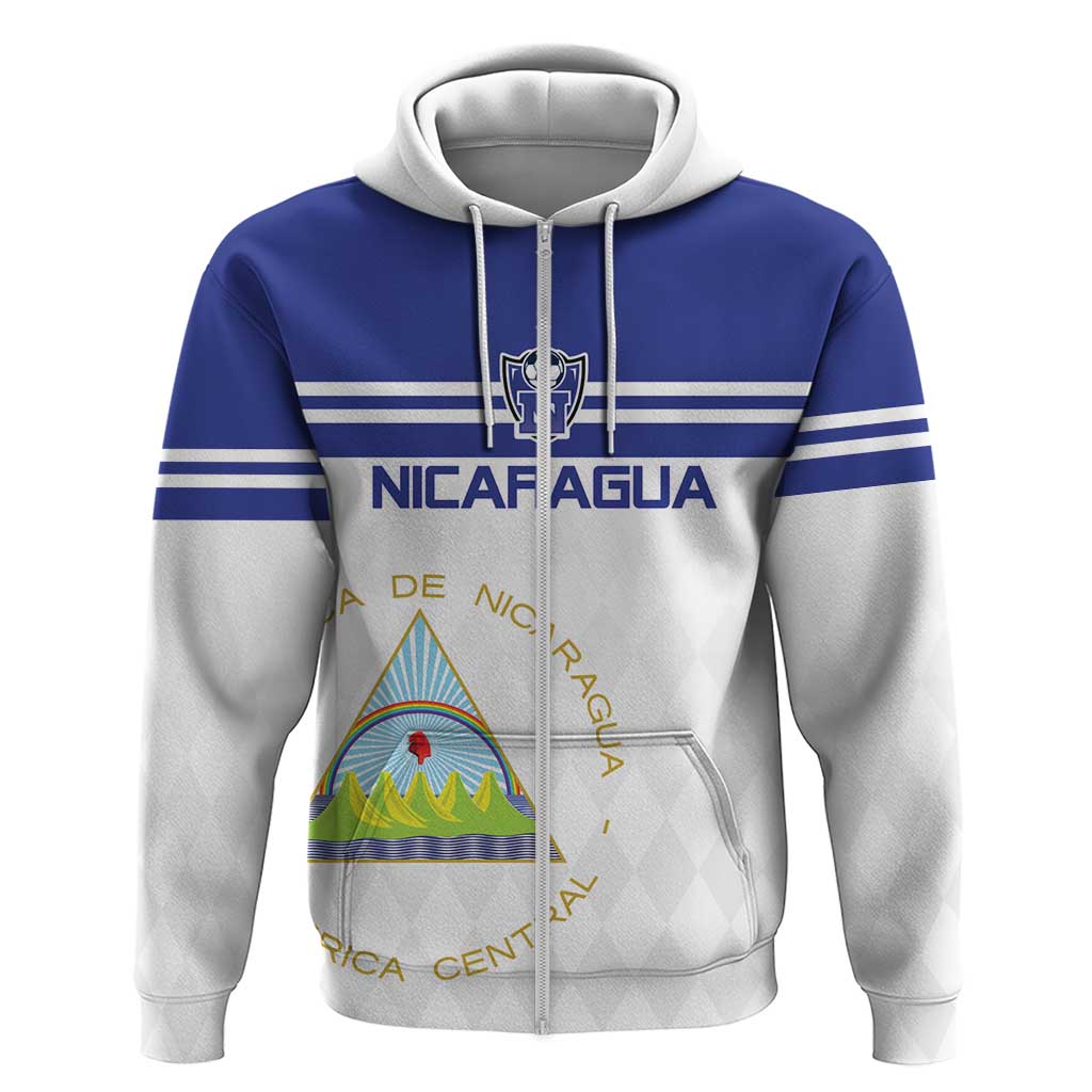 Custom Nicaragua Football Zip Hoodie La Azul y Blanco - Wonder Print Shop