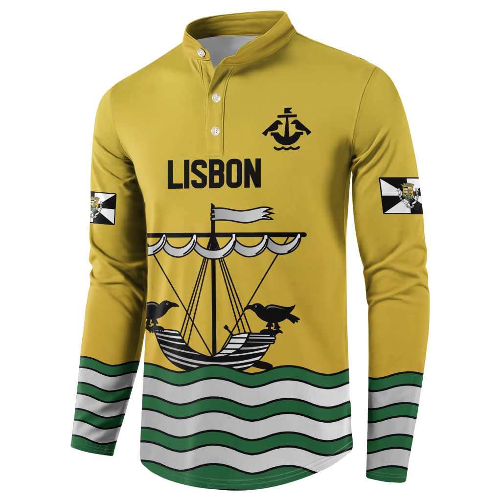 Personalized Lisbon Portugal Button Sweatshirt Flag Style - Wonder Print Shop