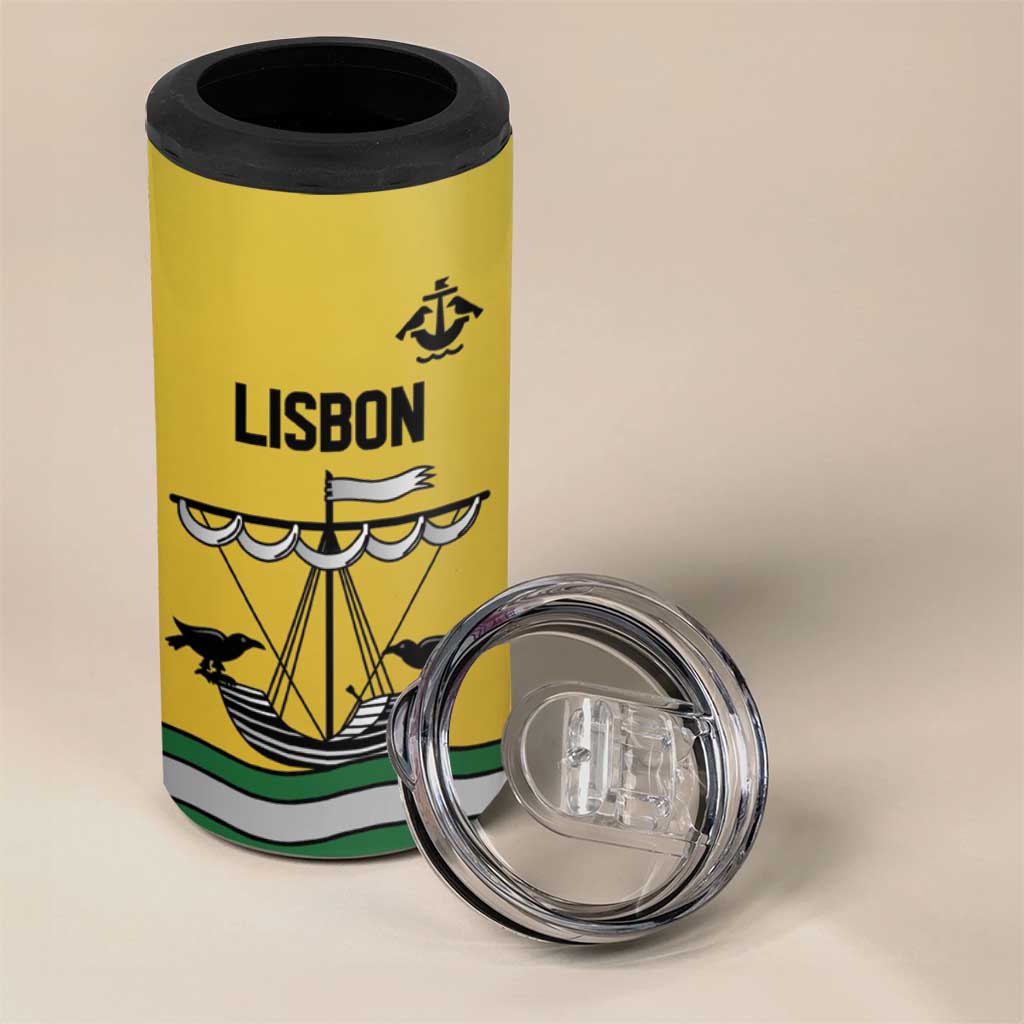 Personalized Lisbon Portugal 4 in 1 Can Cooler Tumbler Flag Style - Wonder Print Shop
