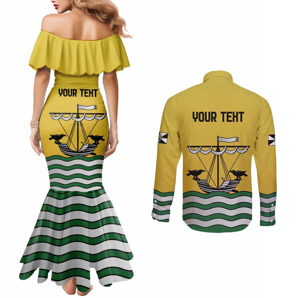 Personalized Lisbon Portugal Couples Matching Mermaid Dress and Long Sleeve Button Shirt Flag Style - Wonder Print Shop