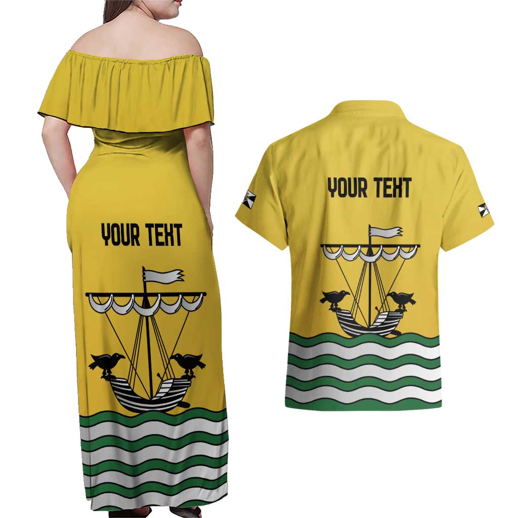 Personalized Lisbon Portugal Couples Matching Off Shoulder Maxi Dress and Hawaiian Shirt Flag Style - Wonder Print Shop