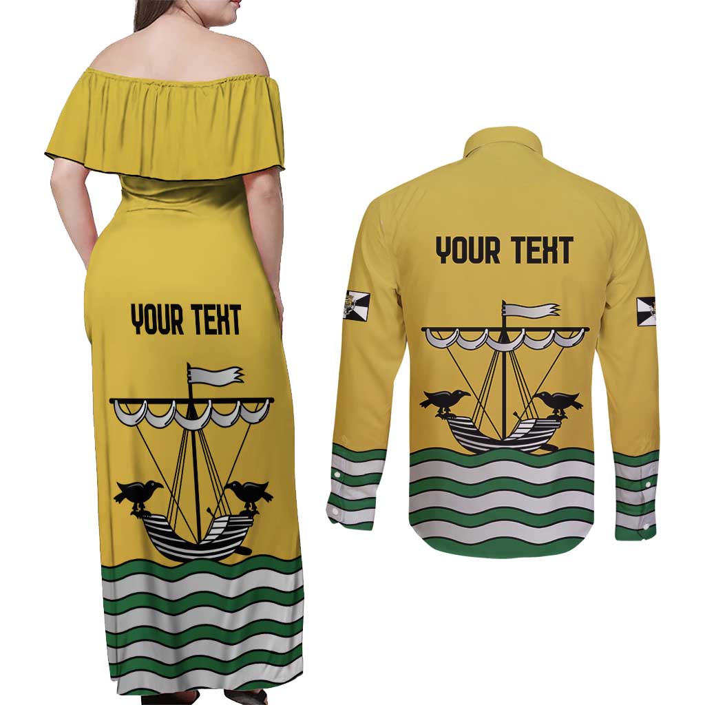 Personalized Lisbon Portugal Couples Matching Off Shoulder Maxi Dress and Long Sleeve Button Shirt Flag Style - Wonder Print Shop