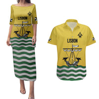 Personalized Lisbon Portugal Couples Matching Puletasi and Hawaiian Shirt Flag Style - Wonder Print Shop