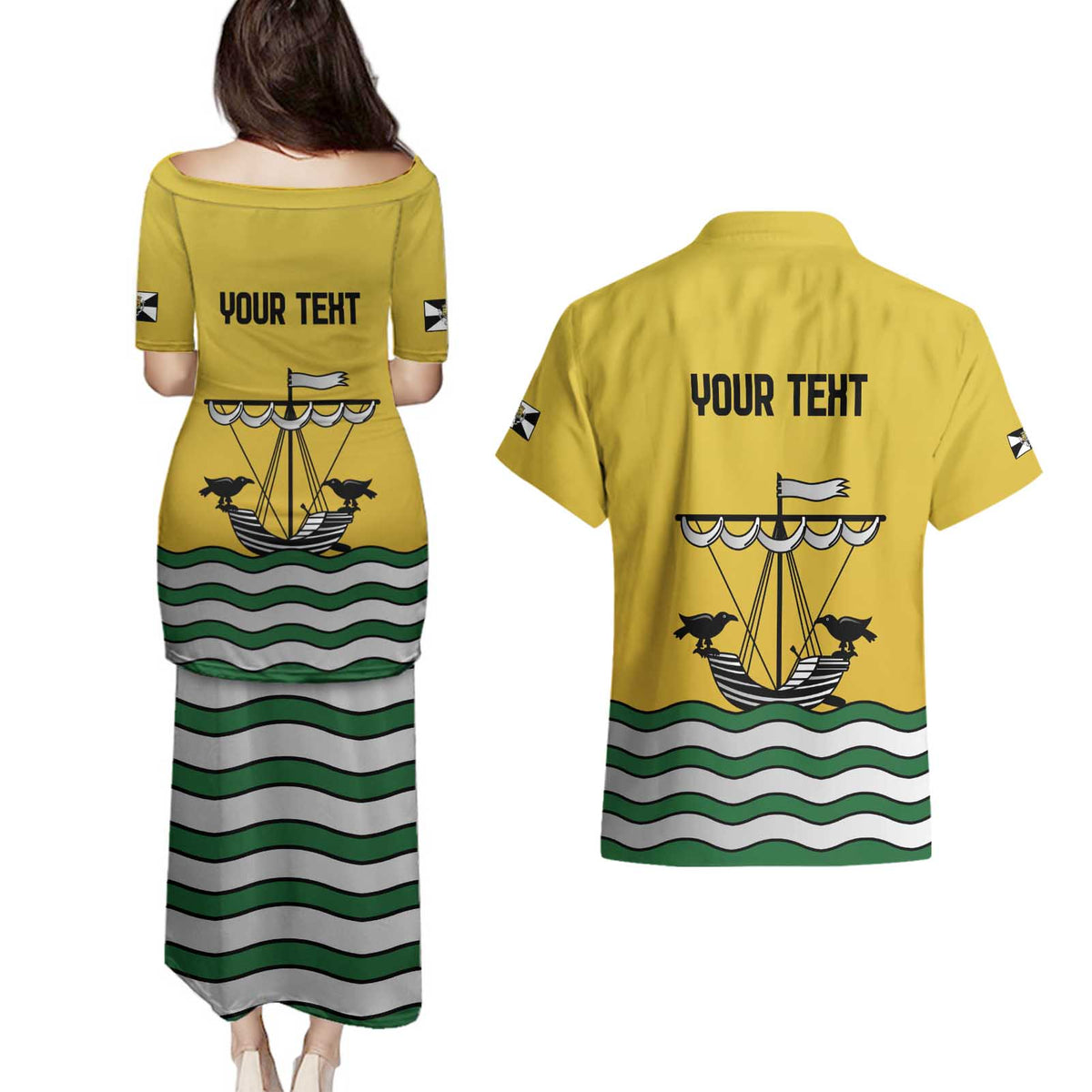 Personalized Lisbon Portugal Couples Matching Puletasi and Hawaiian Shirt Flag Style - Wonder Print Shop