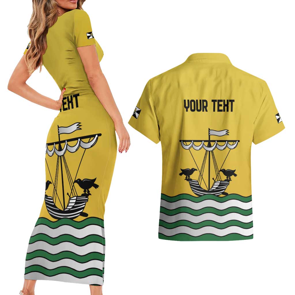 Personalized Lisbon Portugal Couples Matching Short Sleeve Bodycon Dress and Hawaiian Shirt Flag Style - Wonder Print Shop