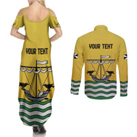 Personalized Lisbon Portugal Couples Matching Summer Maxi Dress and Long Sleeve Button Shirt Flag Style - Wonder Print Shop