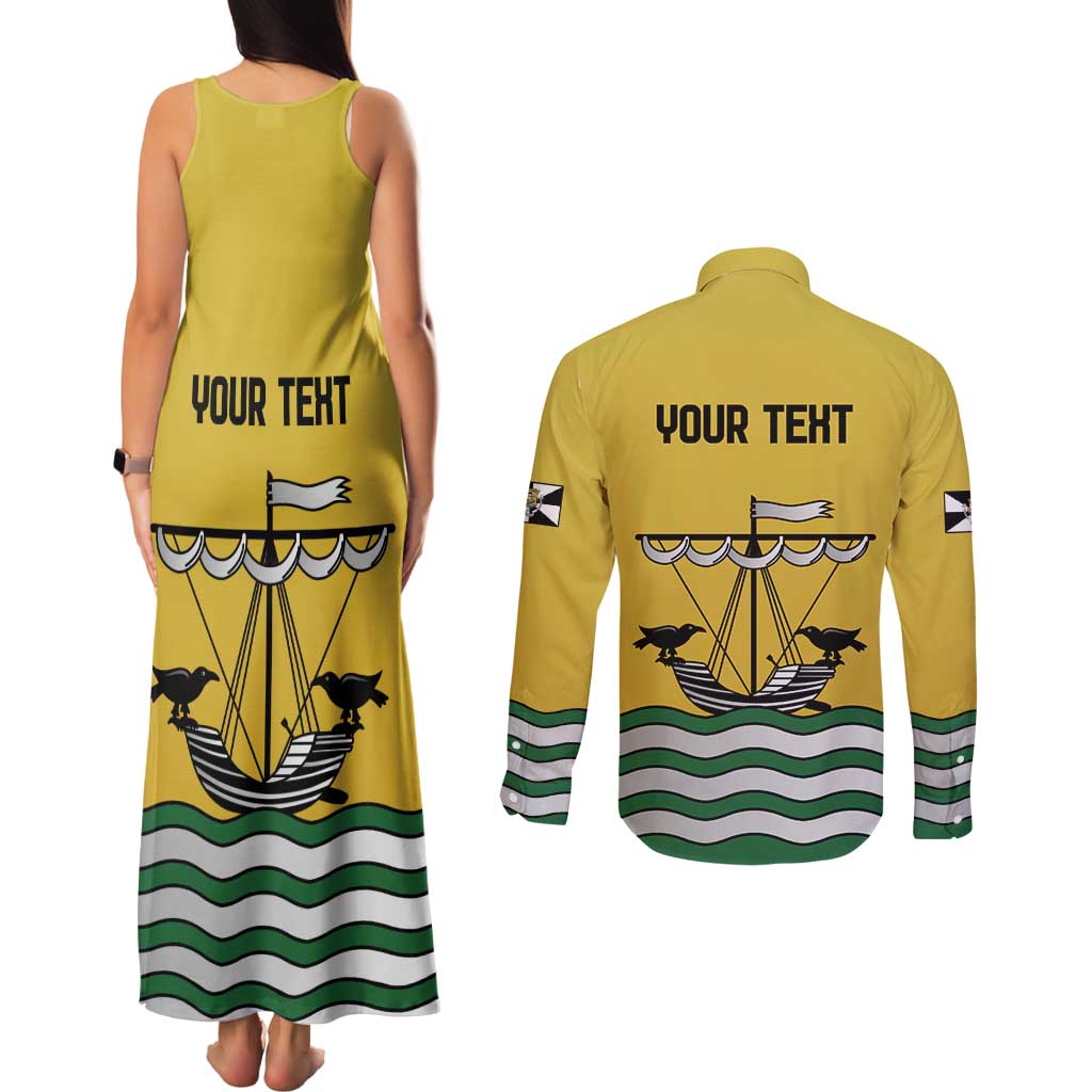 Personalized Lisbon Portugal Couples Matching Tank Maxi Dress and Long Sleeve Button Shirt Flag Style - Wonder Print Shop
