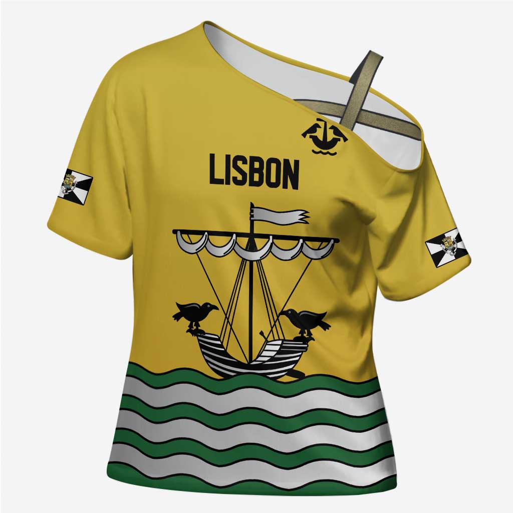 Personalized Lisbon Portugal Cross Shoulder Shirt Flag Style - Wonder Print Shop