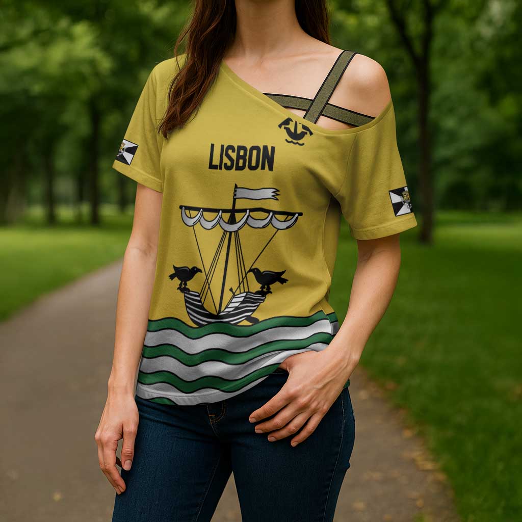 Personalized Lisbon Portugal Cross Shoulder Shirt Flag Style - Wonder Print Shop