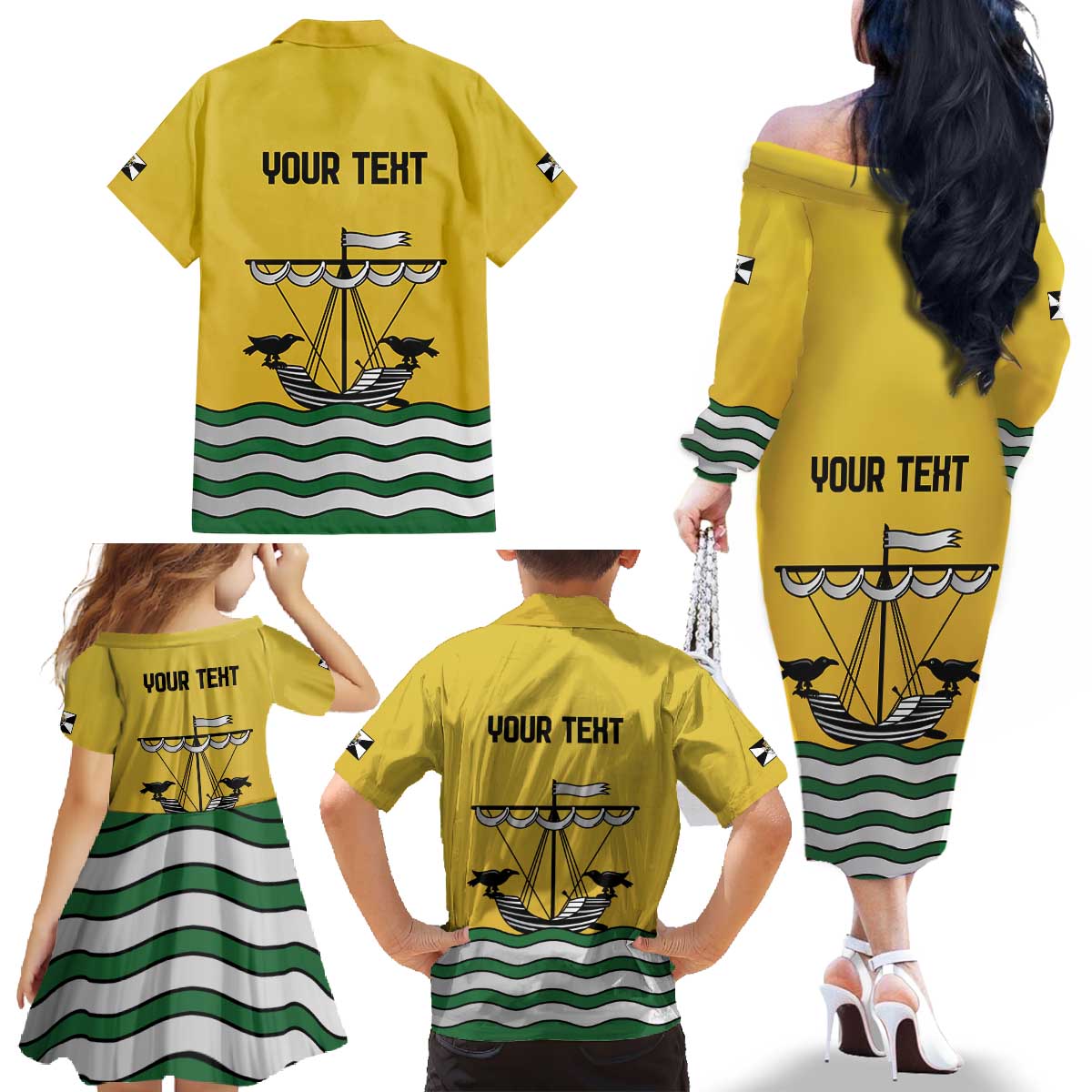 Personalized Lisbon Portugal Family Matching Off The Shoulder Long Sleeve Dress and Hawaiian Shirt Flag Style - Wonder Print Shop
