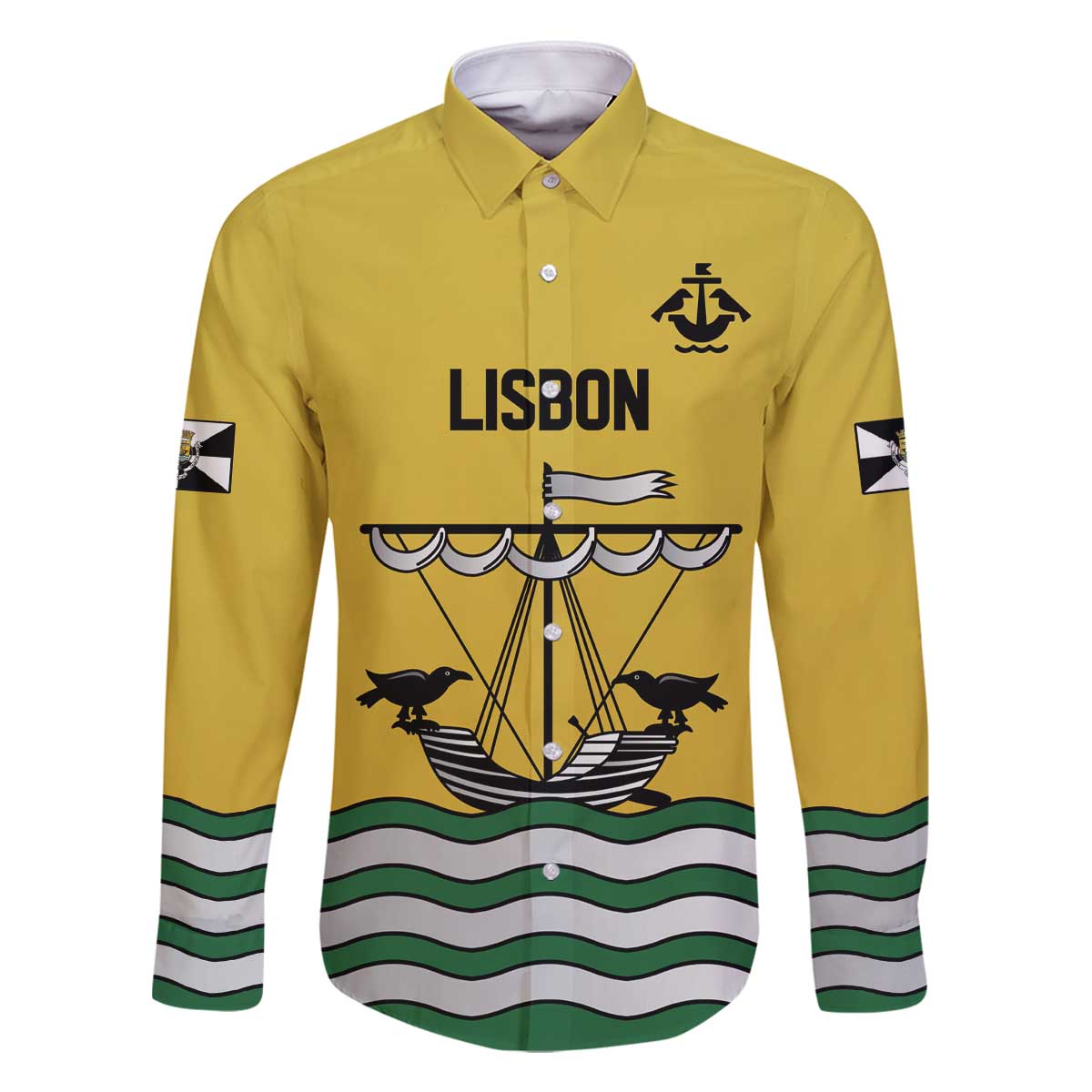 Personalized Lisbon Portugal Family Matching Off The Shoulder Long Sleeve Dress and Hawaiian Shirt Flag Style - Wonder Print Shop