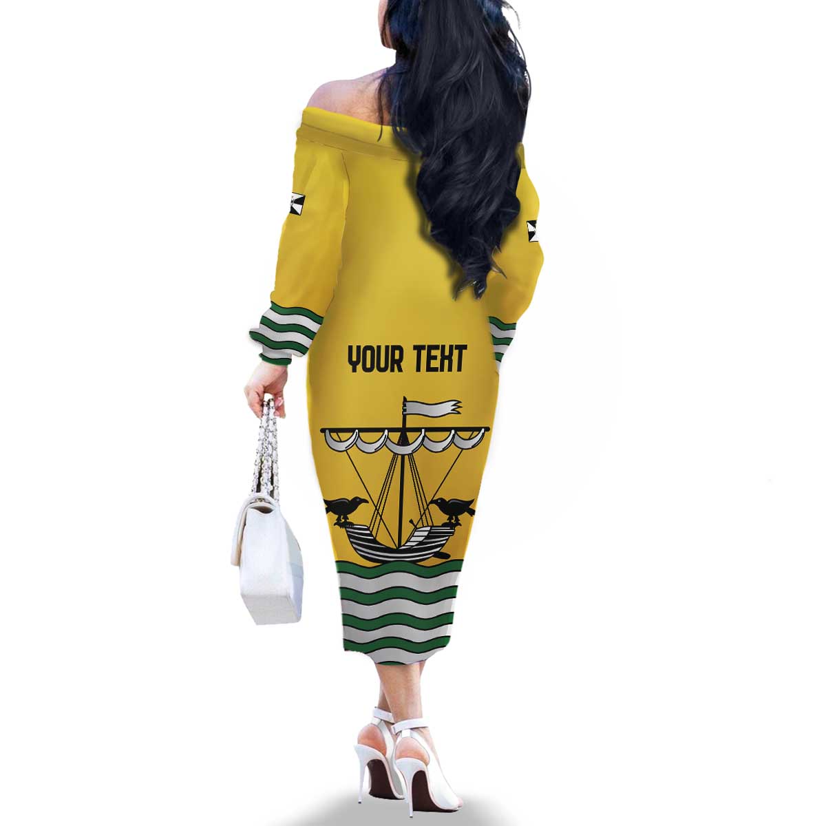 Personalized Lisbon Portugal Family Matching Off The Shoulder Long Sleeve Dress and Hawaiian Shirt Flag Style - Wonder Print Shop