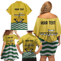 Personalized Lisbon Portugal Family Matching Off Shoulder Short Dress and Hawaiian Shirt Flag Style - Wonder Print Shop