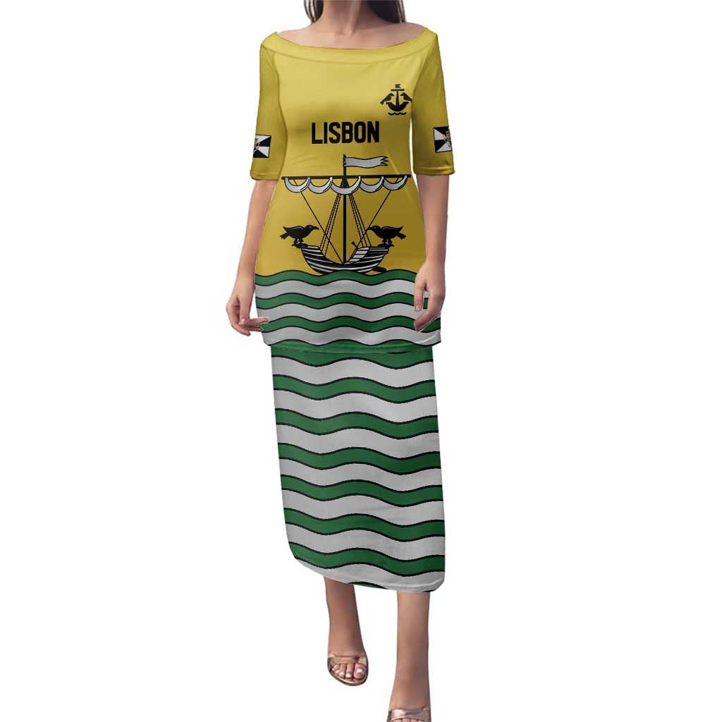 Personalized Lisbon Portugal Family Matching Puletasi and Hawaiian Shirt Flag Style - Wonder Print Shop