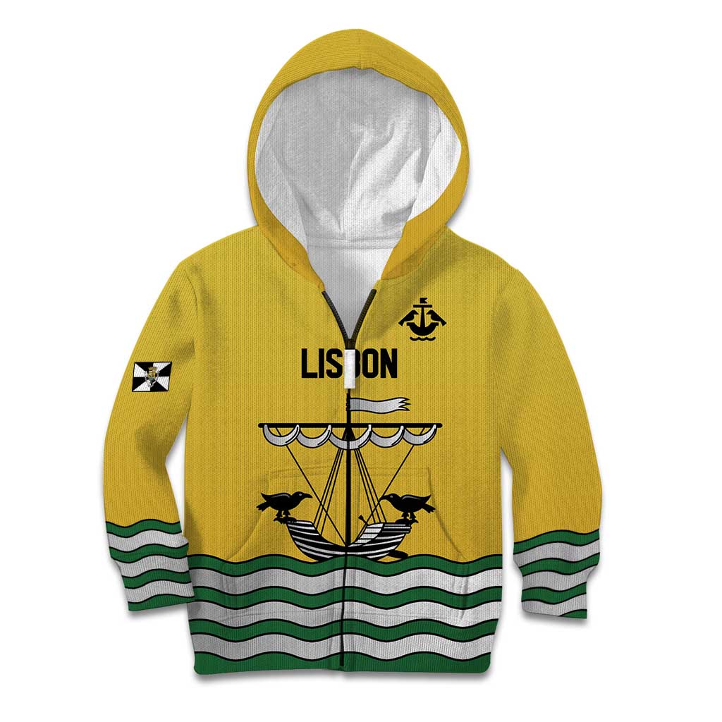 Personalized Lisbon Portugal Kid Hoodie Flag Style - Wonder Print Shop