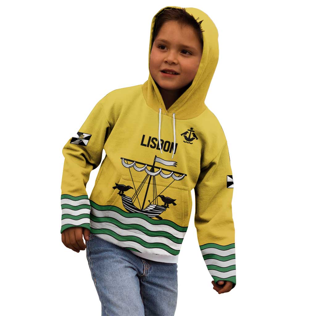 Personalized Lisbon Portugal Kid Hoodie Flag Style - Wonder Print Shop