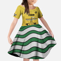 Personalized Lisbon Portugal Kid Short Sleeve Dress Flag Style - Wonder Print Shop