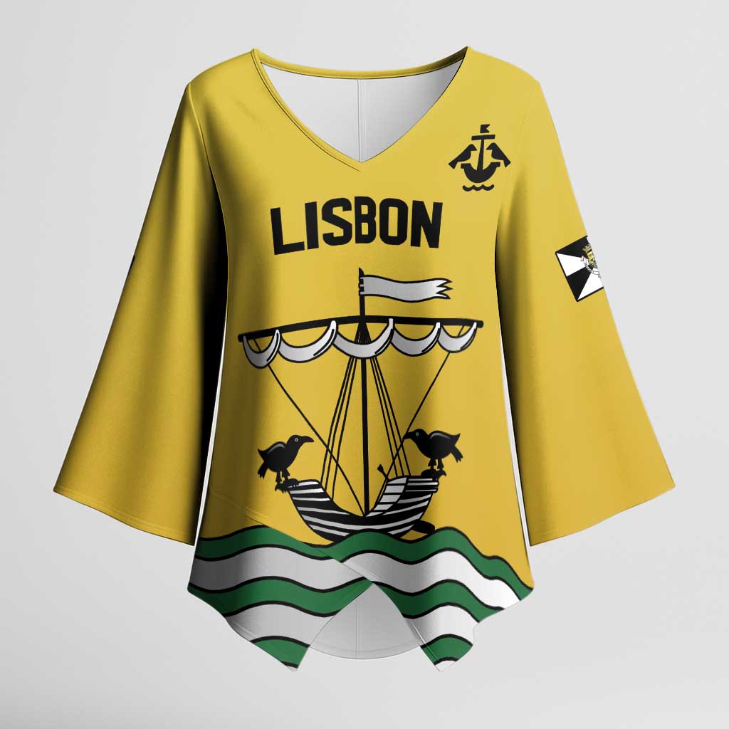 Personalized Lisbon Portugal Kimono Sleeve Blouse Flag Style - Wonder Print Shop