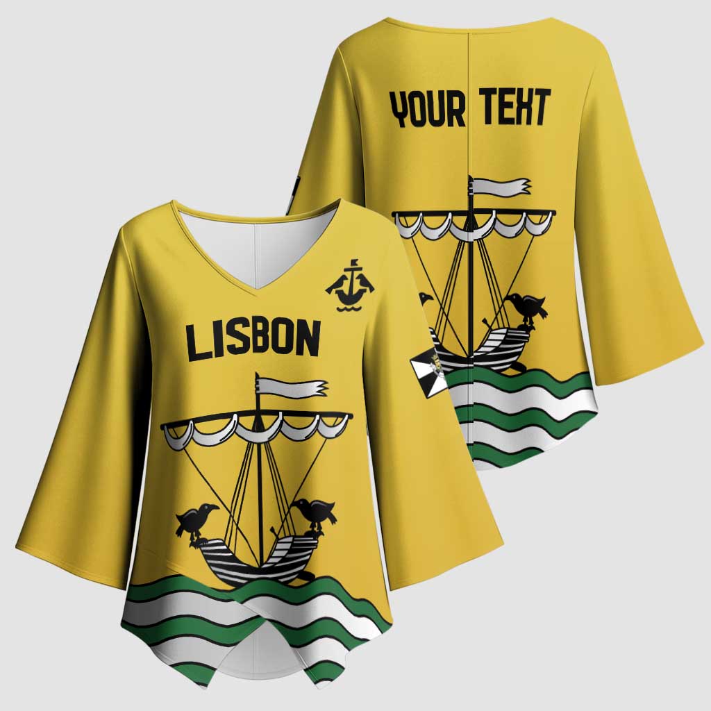 Personalized Lisbon Portugal Kimono Sleeve Blouse Flag Style - Wonder Print Shop