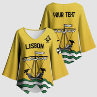 Personalized Lisbon Portugal Kimono Sleeve Blouse Flag Style - Wonder Print Shop