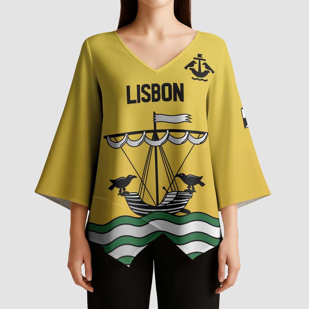Personalized Lisbon Portugal Kimono Sleeve Blouse Flag Style - Wonder Print Shop