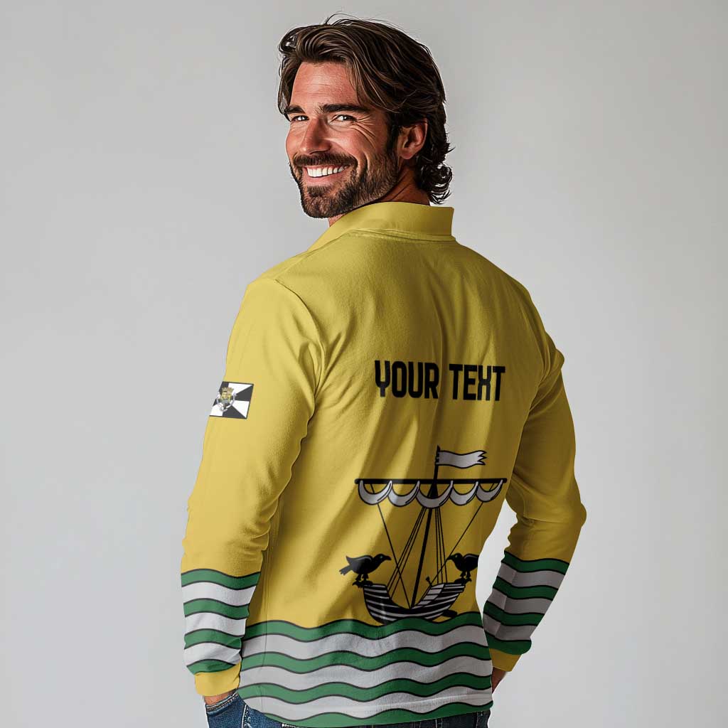 Personalized Lisbon Portugal Long Sleeve Polo Shirt Flag Style - Wonder Print Shop