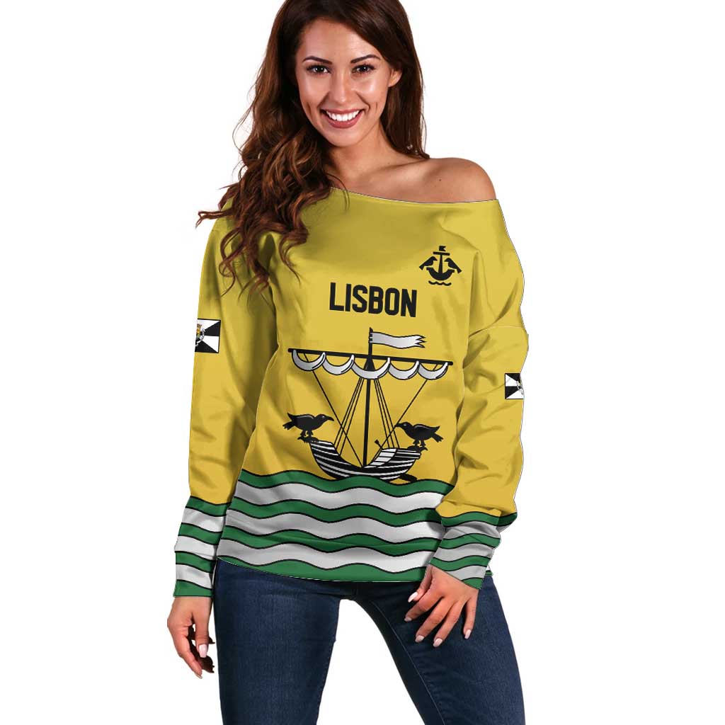 Personalized Lisbon Portugal Off Shoulder Sweater Flag Style - Wonder Print Shop