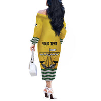 Personalized Lisbon Portugal Off The Shoulder Long Sleeve Dress Flag Style - Wonder Print Shop