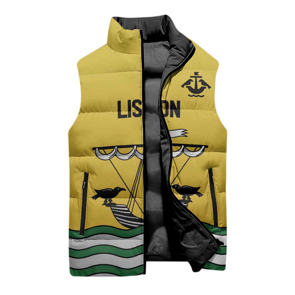 Personalized Lisbon Portugal Sleeveless Puffer Jacket Flag Style - Wonder Print Shop