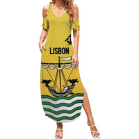Personalized Lisbon Portugal Summer Maxi Dress Flag Style - Wonder Print Shop