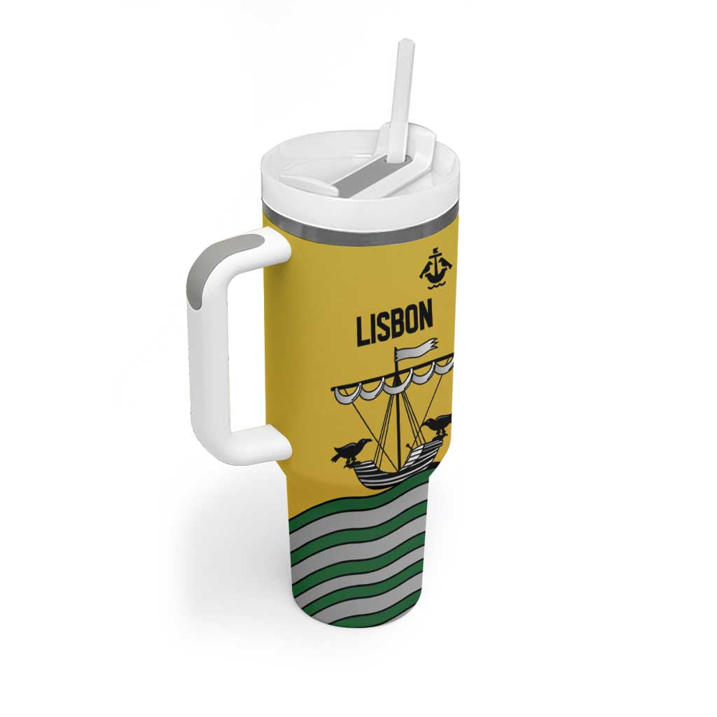 Personalized Lisbon Portugal Tumbler With Handle Flag Style - Wonder Print Shop