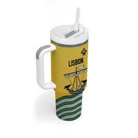 Personalized Lisbon Portugal Tumbler With Handle Flag Style - Wonder Print Shop