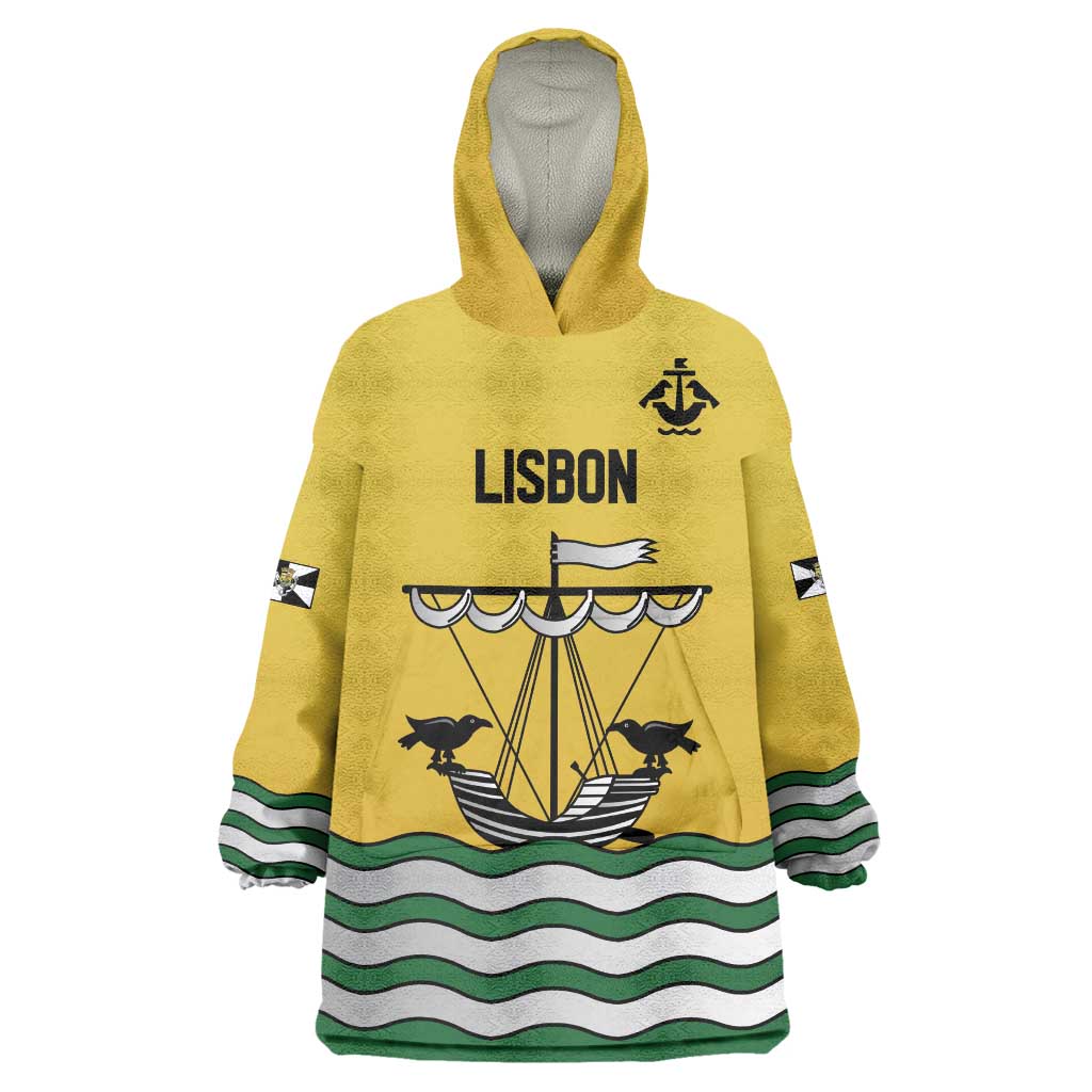 Personalized Lisbon Portugal Wearable Blanket Hoodie Flag Style - Wonder Print Shop