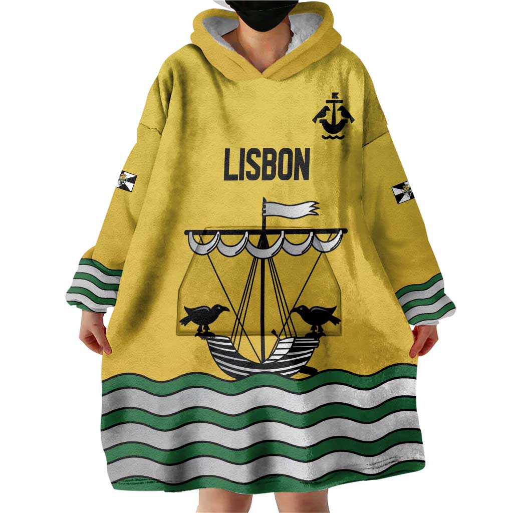 Personalized Lisbon Portugal Wearable Blanket Hoodie Flag Style - Wonder Print Shop