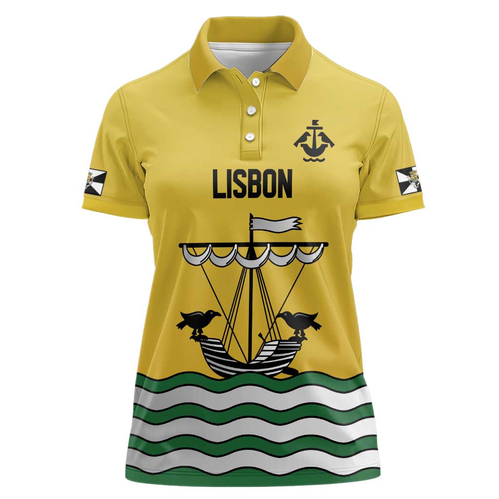Personalized Lisbon Portugal Women Polo Shirt Flag Style - Wonder Print Shop