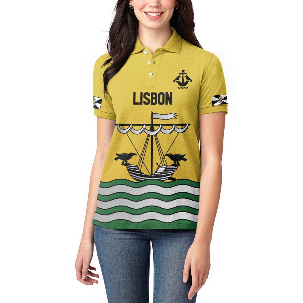 Personalized Lisbon Portugal Women Polo Shirt Flag Style - Wonder Print Shop